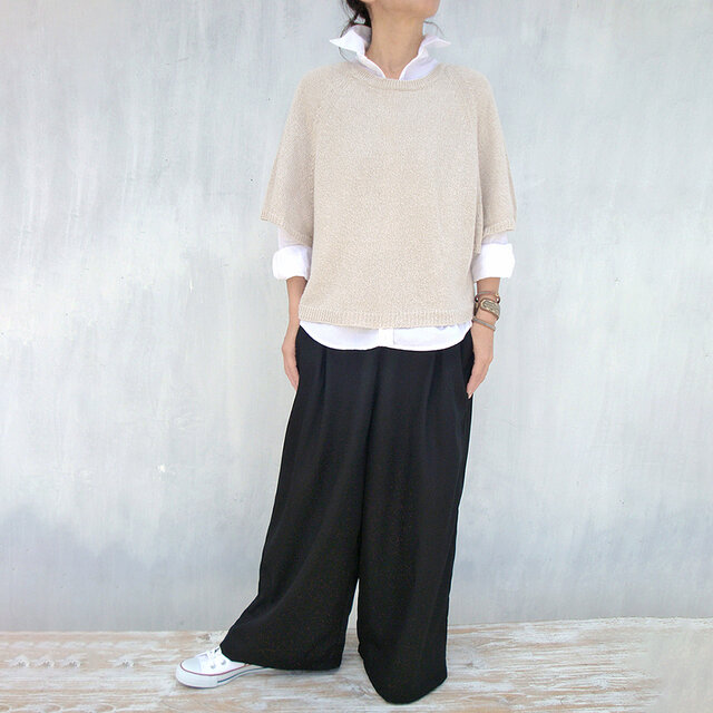 チノクロスタックワイドパンツ（ブラック） | iichi 日々の