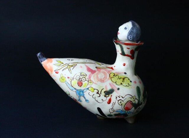 怖い人形の酒器or調味料入れ/陶芸家/酒器/japanese art ceramicの画像1枚目