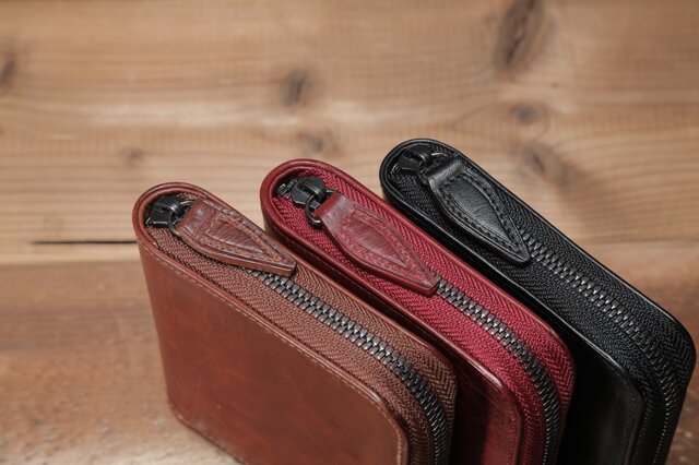 BASIC”ラウンドファスナーミドル＜BLACK＞ ラッピング無料 二つ折り