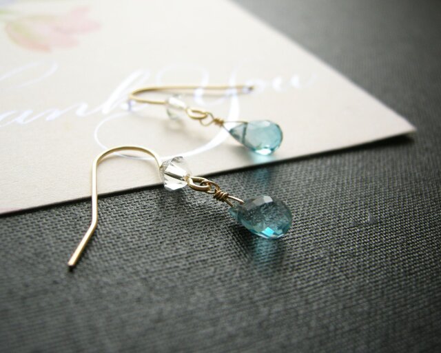 14kgf ロンドンブルートパーズ ドロップ ピアス 天然石 | iichi