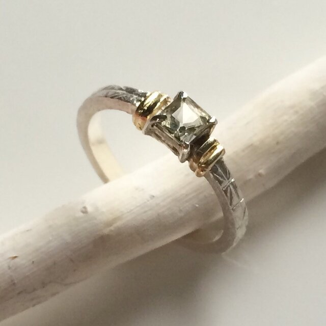 スモーキートルマリンのsilver&goldリングの画像1枚目