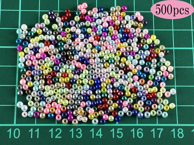 パール ビーズ 3mm 穴あり 500個 光沢 カラフル 丸 ラウンド デコ