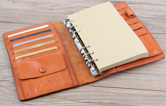 本革 たっぷり収納アンティーク風ルーズリーフ式ノート＆ビジネス手帳