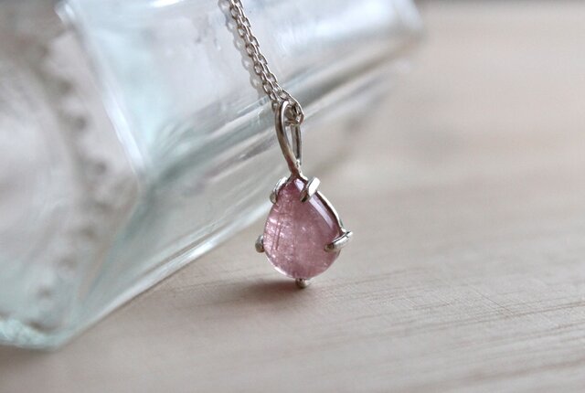 桜ドロップ silver necklace (ピンクトルマリン)の画像1枚目
