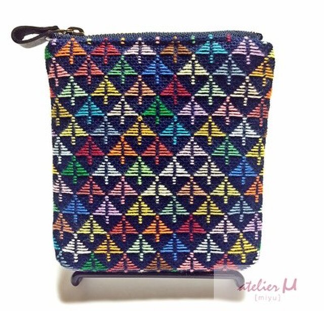 こぎん刺し片面刺繍ポーチ(マチ有り)の画像1枚目
