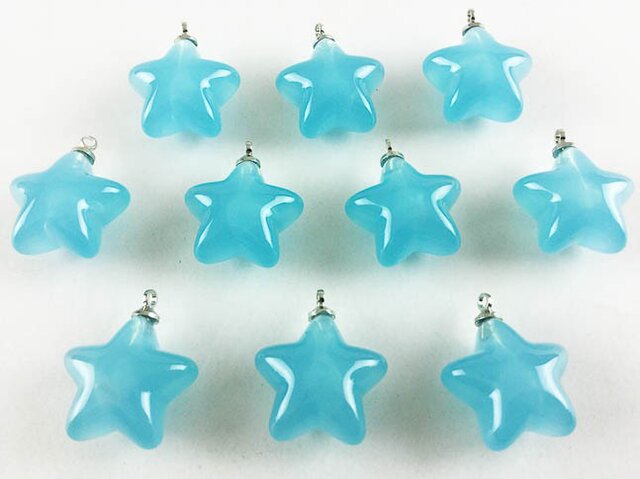 送料無料 スター チャーム 10個 星 ブルー 18mm ハワイアン アクリル ビーズ ピアス イヤリング AP0313の画像1枚目