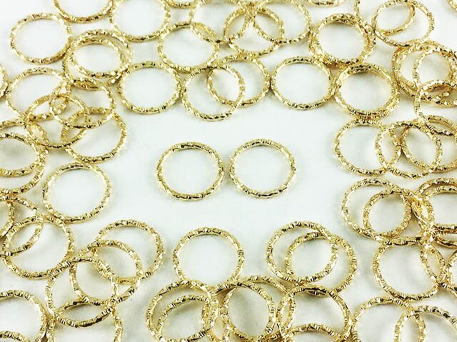 送料無料 デザイン 丸カン ゴールド 100個 15mm KC金 丸カン 丸環 チャーム ピアス イヤリング AP0338の画像1枚目