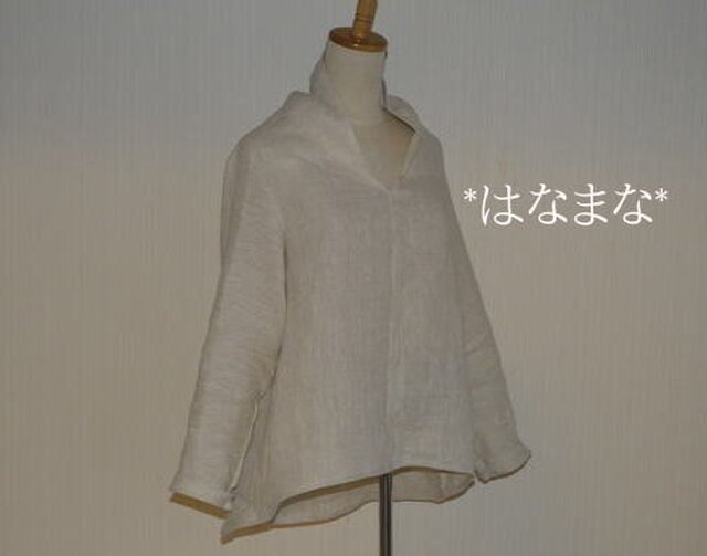 受注製作 S~Mサイズ対応 変わり襟 リネンブラウスの画像1枚目