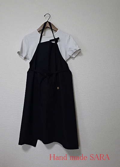 リネン*エプロン(紺)の画像1枚目