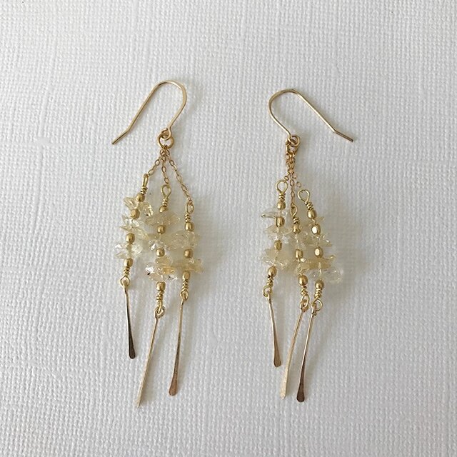 Fringe ピアス シトリン