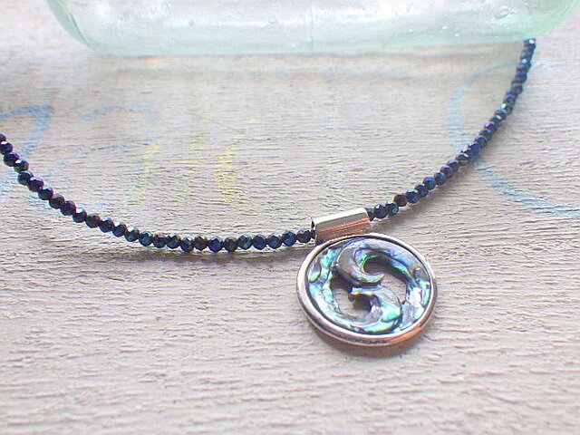 Paua Shell Wave スピネルネックレス sv925の画像1枚目