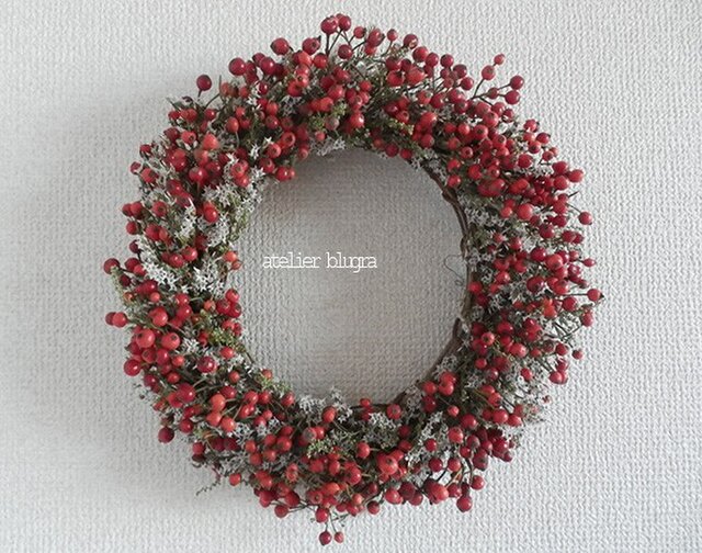 atelier blugra八ヶ岳〜里山の秋ノイバラの実Wreath01の画像1枚目