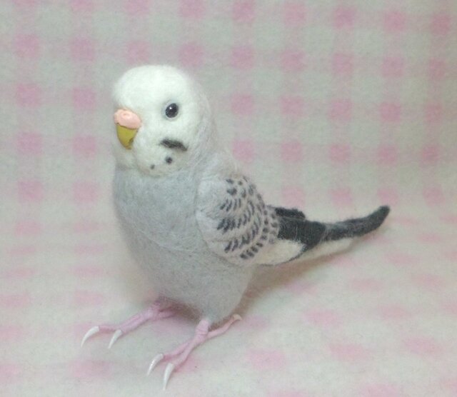 リアルサイズ♪ セキセイインコ モーブ グレー 羊毛フェルト ☆選べる