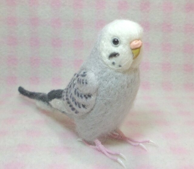 あみぐるみ 鳥 インコ 青色 灰色 グレー キーホルダー チャーム ストラップ