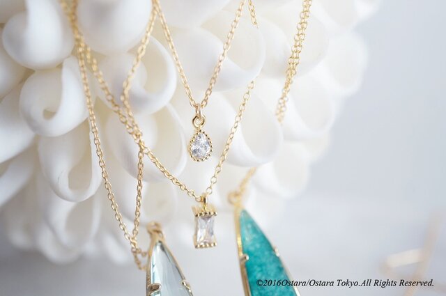 【14KGF】Necklace,CZ Tiny Teardropの画像1枚目