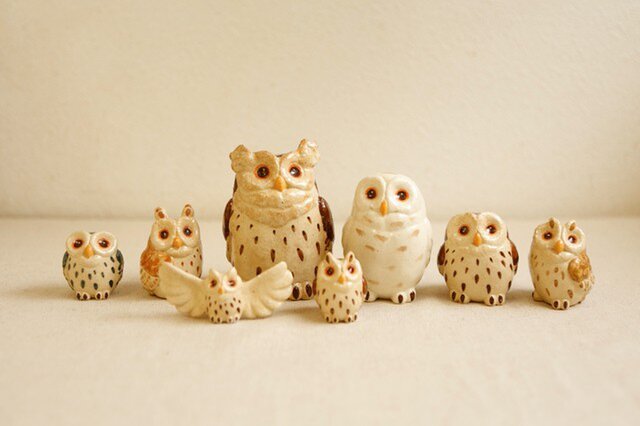 幸福フクロウ　陶芸品 陶器のシマフクロウ 福の贈り物 不苦労（フクロウ） | iichi