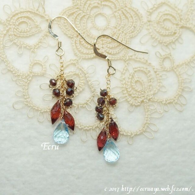 *秋晴れの日*秋にブルーがメインのピアス