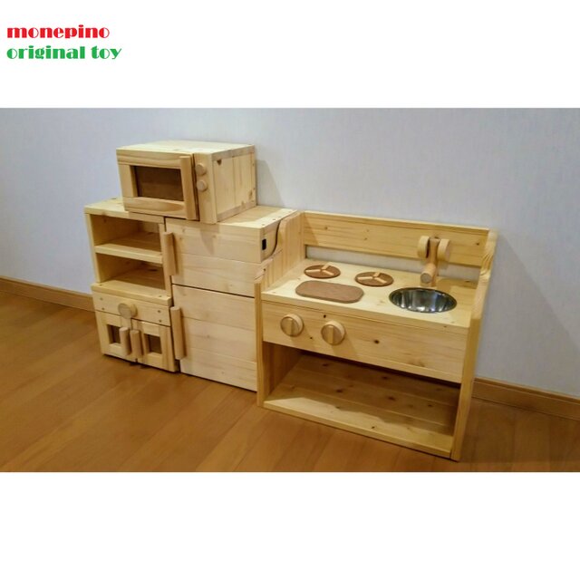 アンティーク風木製おままごとキッチン ＨＡＮＤＭＡＤＥハンドメイド ☆送料無料☆ ままごとキッチン4点Aセット | iichi 日々の暮らし