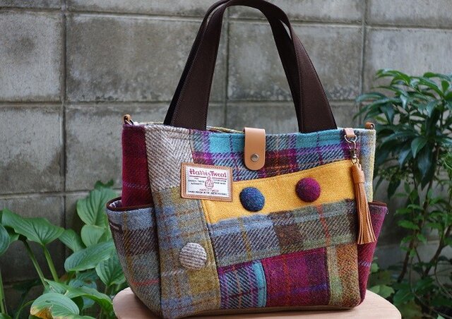 Harris Tweed - 美品 3L ハリスツイード くるみボタン エルボー ウール