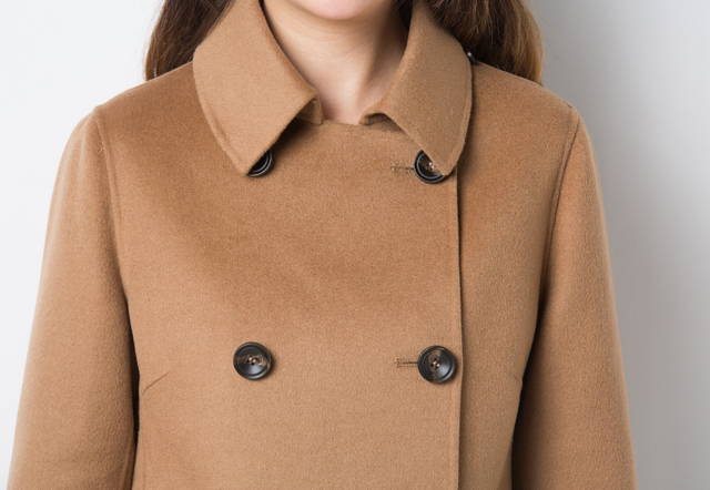 カシミヤ混素材 暖かい脱着式ケープ付きショートコート