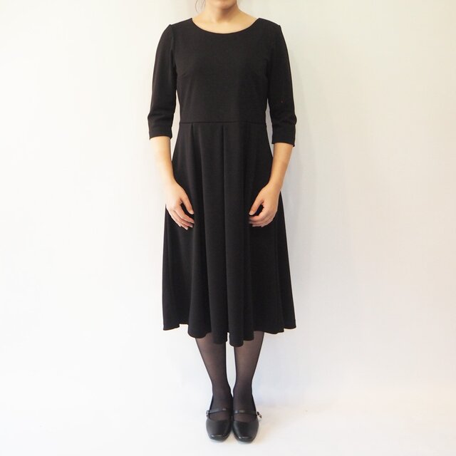 【XS-LL受注制作】アーミッシュ風シンプルワンピース◇ブラックフォーマル *セレモニー向け*