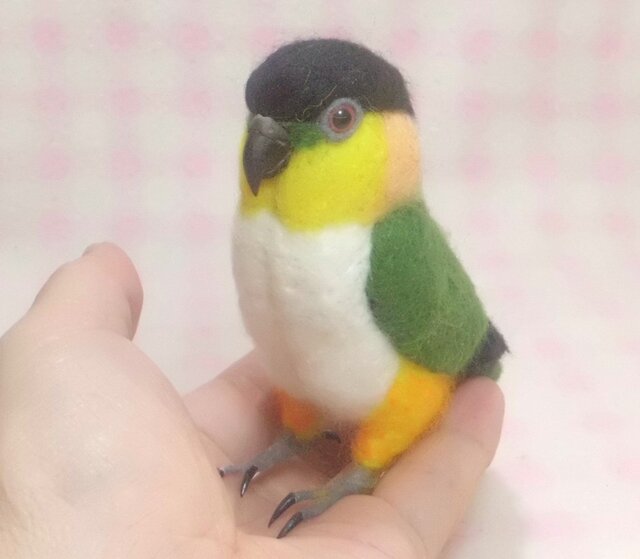 ズグロシロハラインコ mini♪☆足付タイプ(付属金具無し) 羊毛フェルトの画像1枚目