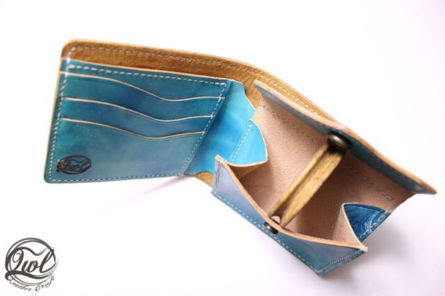 二つ折り財布　マーブリング・ブルー | iichi ハンドメイド・クラフト作品・手仕事品の通販