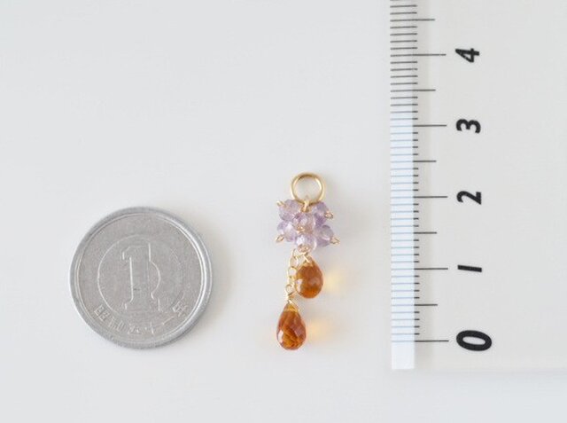 14kgf：シトリンとライトアメジストのペンダントトップ （№7063