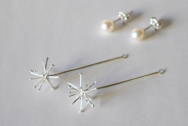 ☆2way☆Sparkler pierce(sv* pearl)☆片耳用☆線香花火