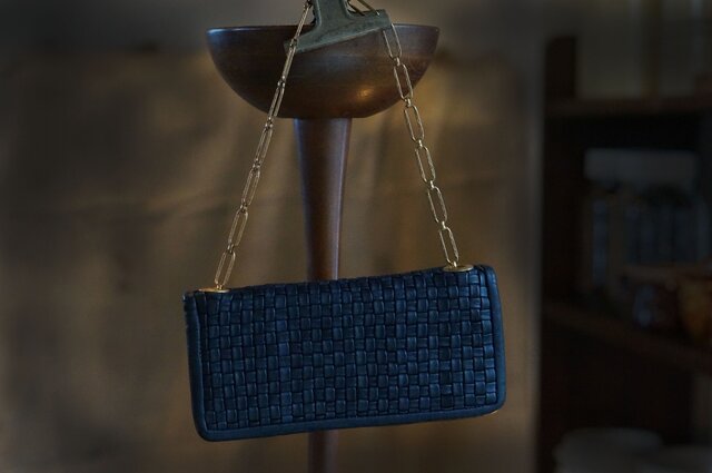 ボリュームメッシュお財布bag#navyの画像1枚目