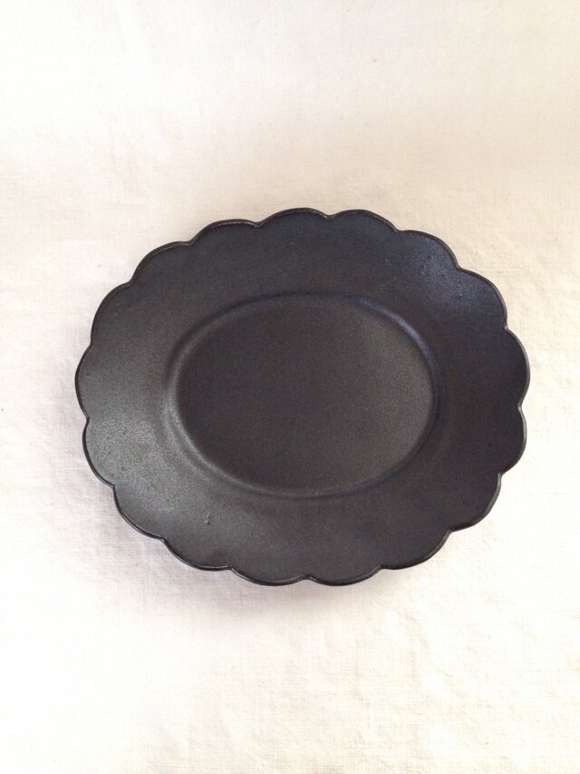 リム花形オーバルプレート(黒マット)