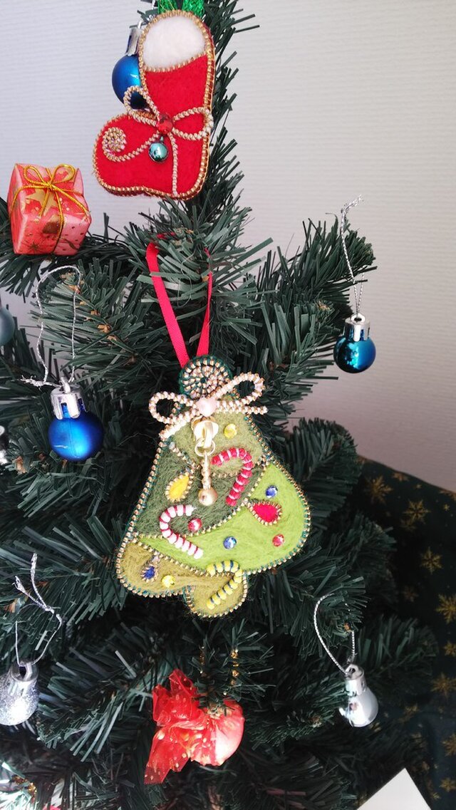 Felt Zipper クリスマスツリー飾り ブーツ Iichi ハンドメイド クラフト作品 手仕事品の通販