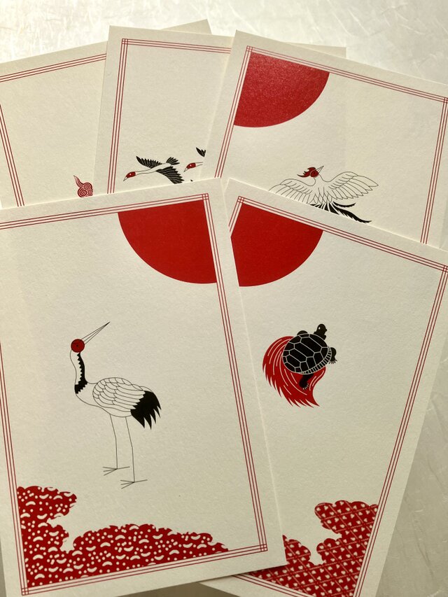 レア品 コテリ(Kotteri!)「her」「tu.」 + ポストカードセット 吉祥ポストカードセット/つる・かめ・いぬ・鳳凰・雁5枚入り