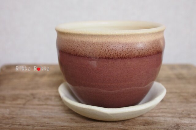 植木鉢受け皿セット【小豆色・あずきいろ】の画像1枚目