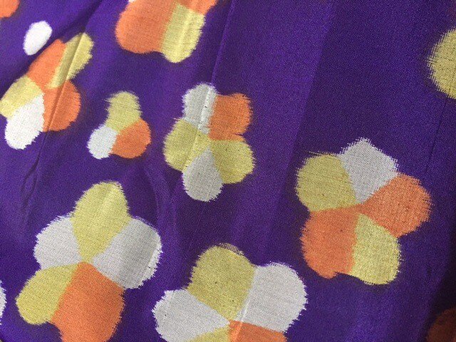 sh0000古布・古裂 正絹銘仙 傷・シミ有の画像1枚目