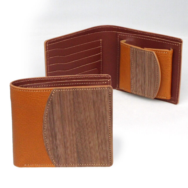 5色] [名入可] 木と革の二つ折り財布 --- 贅沢な総革仕上げ | iichi