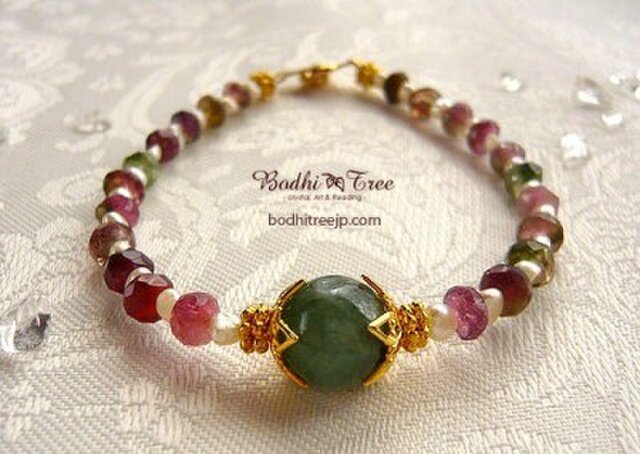 ウォーターメロン・トルマリン ビーズブレスレット ウォーターメロントルマリン・ブレスレット-b | iichi 日々の暮らしを