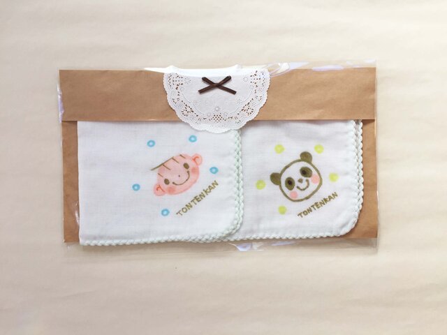 男の子出産祝 名入れガーゼぱんだの画像1枚目