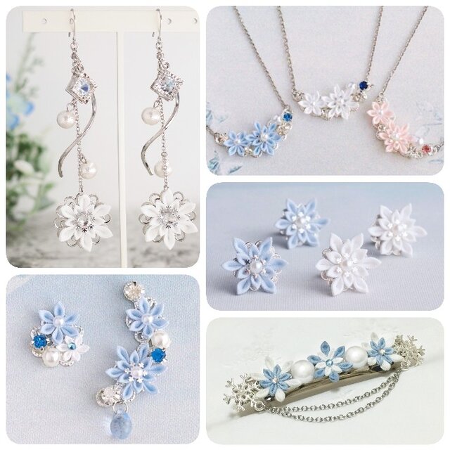 つまみ細工】雪の花のバレッタ＊優花＊ | iichi 日々の暮らしを