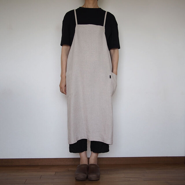 受注製作　リラックスエプロン　リネン　ナチュラル