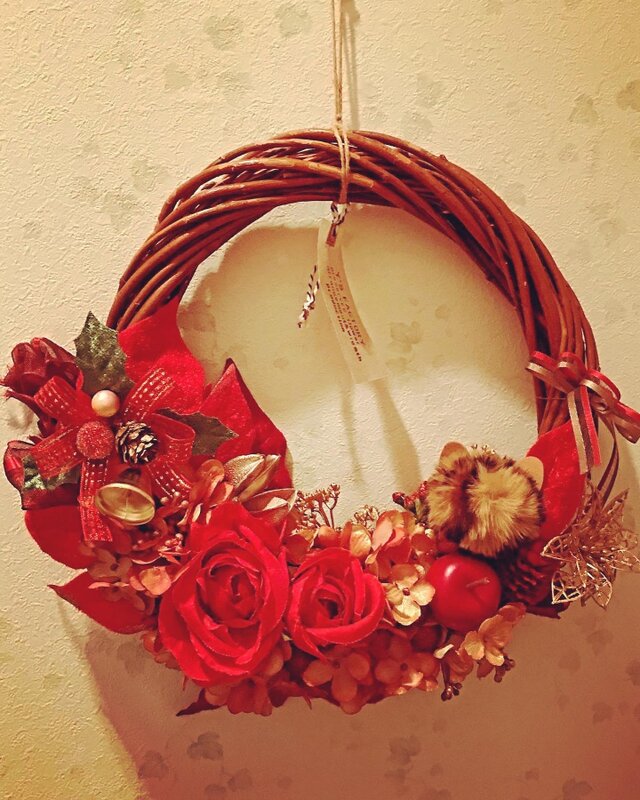 レッドローズのクリスマスリース L