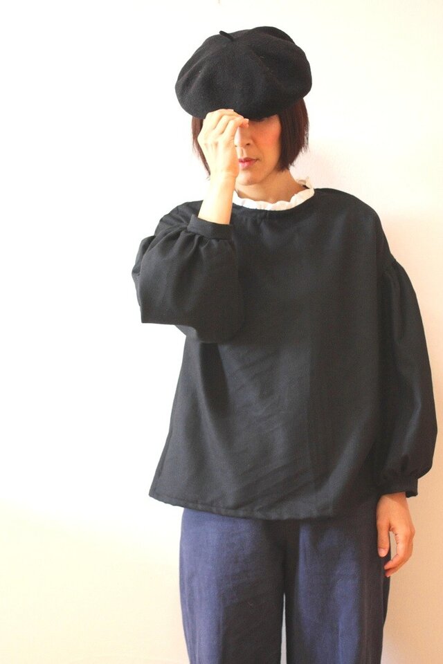 スタンドフリル　バルーンスリーブ ブラウス　