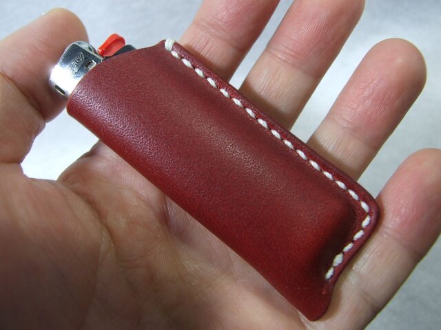 BICスリムライター J23用ケース ワインレッドx白の画像1枚目