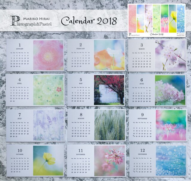 活版印刷カレンダー2018(カレンダーのみ)*Mariko Hirai * Photo&Pastelの画像1枚目
