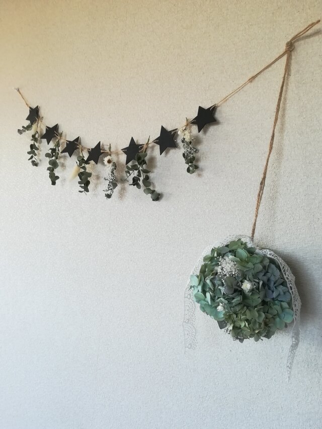 [送料無料]あじさいのボールリースとガーランド