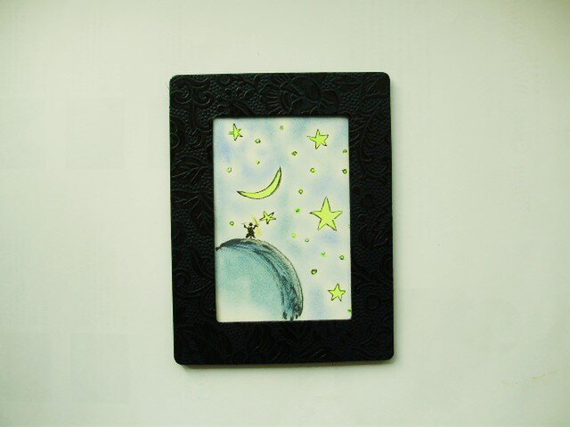 絵画 ペンとクレパスのコラボ画 WONDERFUL NIGHT SKYの画像1枚目