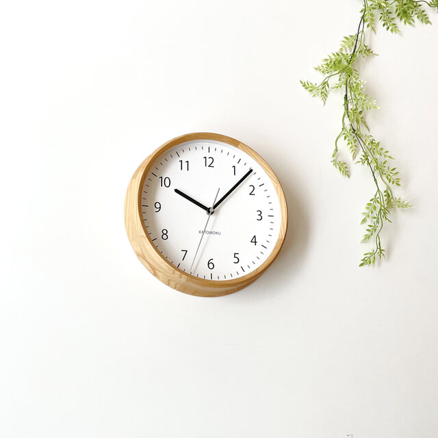 KATOMOKU muku clock 4 ナチュラル km-57NA 掛け時計 木製 無垢材