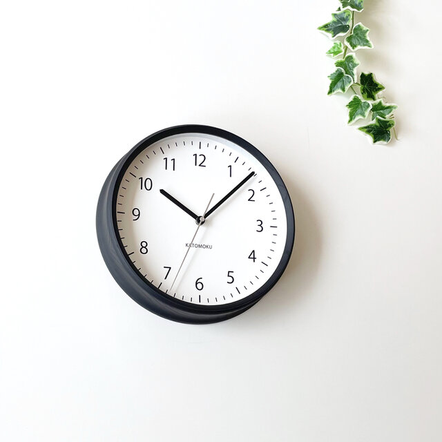 KATOMOKU muku clock 4  ブラック km-57BK 掛け時計 木製 無垢材