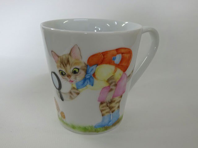 アミガサタケとねこのマグカップ(手描き)の画像1枚目