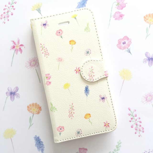 ボタニカルⅢスマホケース 手帳型 【受注生産】アンドロイド iPhoneケース 花柄の画像1枚目